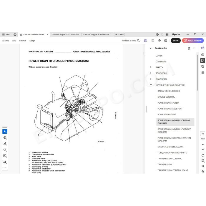 Komatsu Bulldozer D85ESS-2A service & repair manual