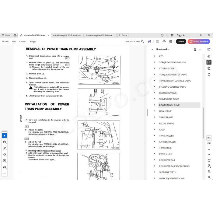 Komatsu Bulldozer D85ESS-2A service & repair manual