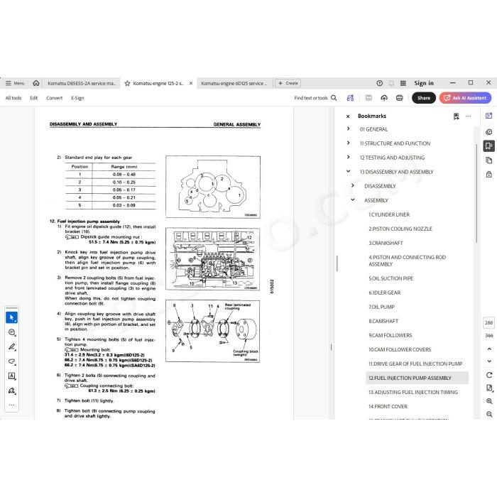 Komatsu Bulldozer D85ESS-2A service & repair manual