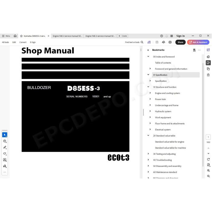Komatsu Bulldozer D85ESS-3 service & repair manual