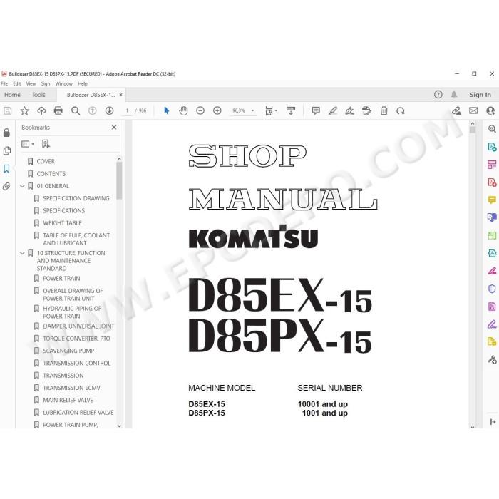 Komatsu Bulldozer D85EX-15 D85PX-15 service & repair manual