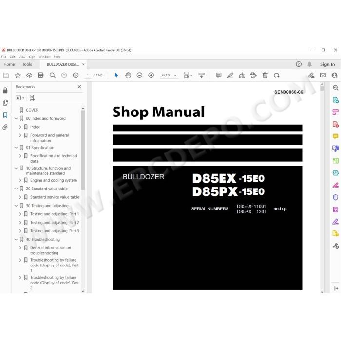 Komatsu Bulldozer D85EX-15E0 D85PX-15E0 service & repair manual