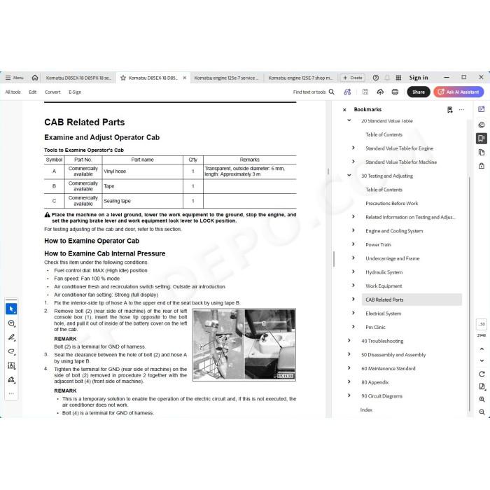 Komatsu Bulldozer D85EX-18 D85PX-18 service & repair manual