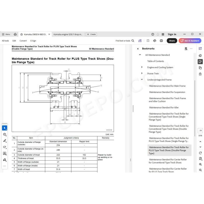 Komatsu Bulldozer D85EXi-18E0 D85PX-18iE0 service & repair manual