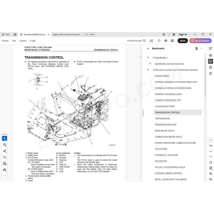 Komatsu Demining Dozer D85MS-15 service & repair manual