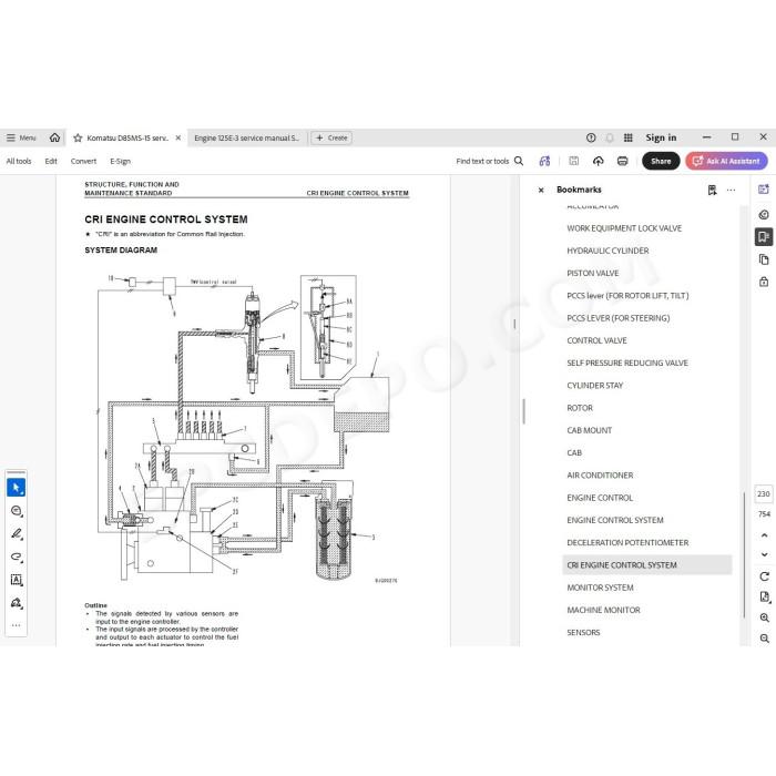 Komatsu Demining Dozer D85MS-15 service & repair manual