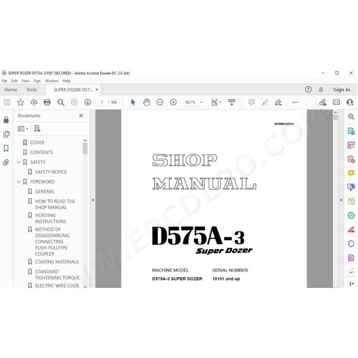 Komatsu Dozer D575A-3 service & repair manual