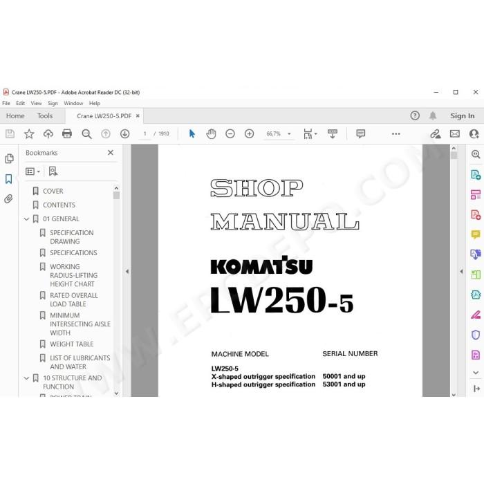 Komatsu Crane LW250-5 service & repair manual
