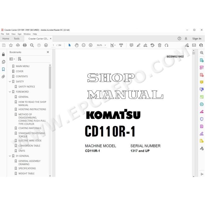 Komatsu Crawler Carrier CD110R-1 service & repair manual