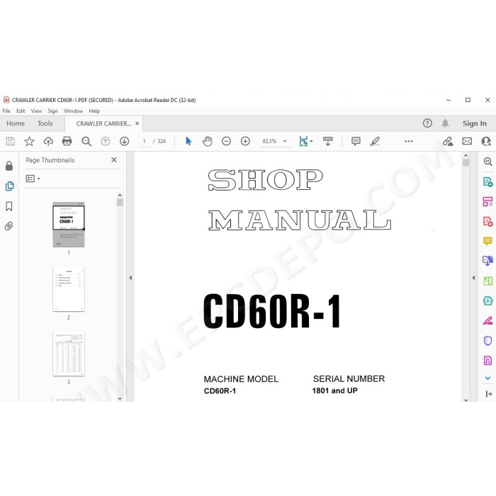 Komatsu Crawler Carrier CD60R-1 service & repair manual
