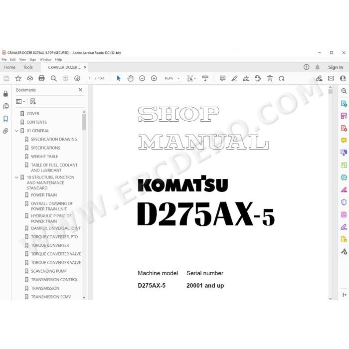 Komatsu Bulldozer D275AX-5 service & repair manual