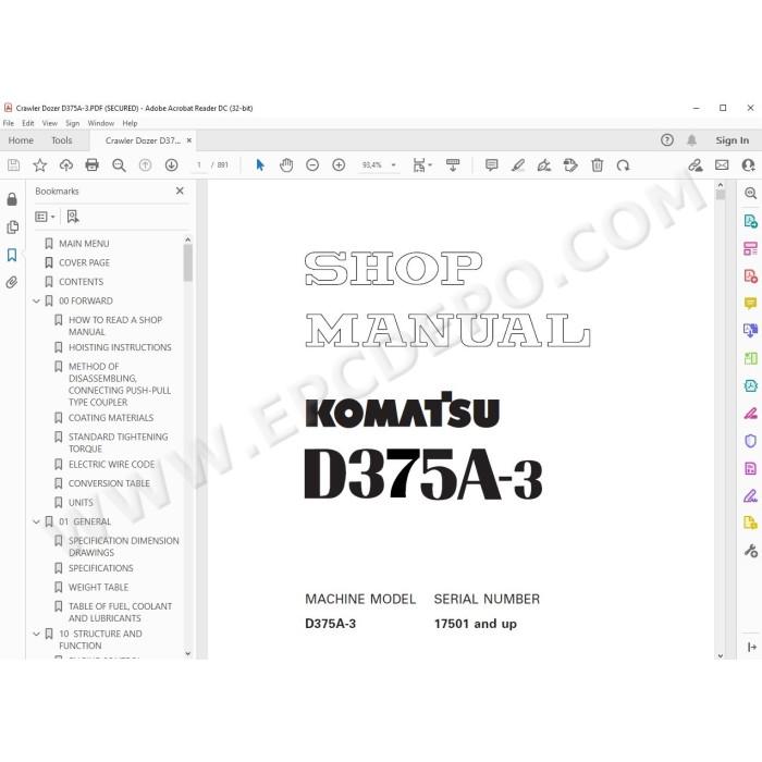 Komatsu Crawler Dozer D375A-3 service & repair manual