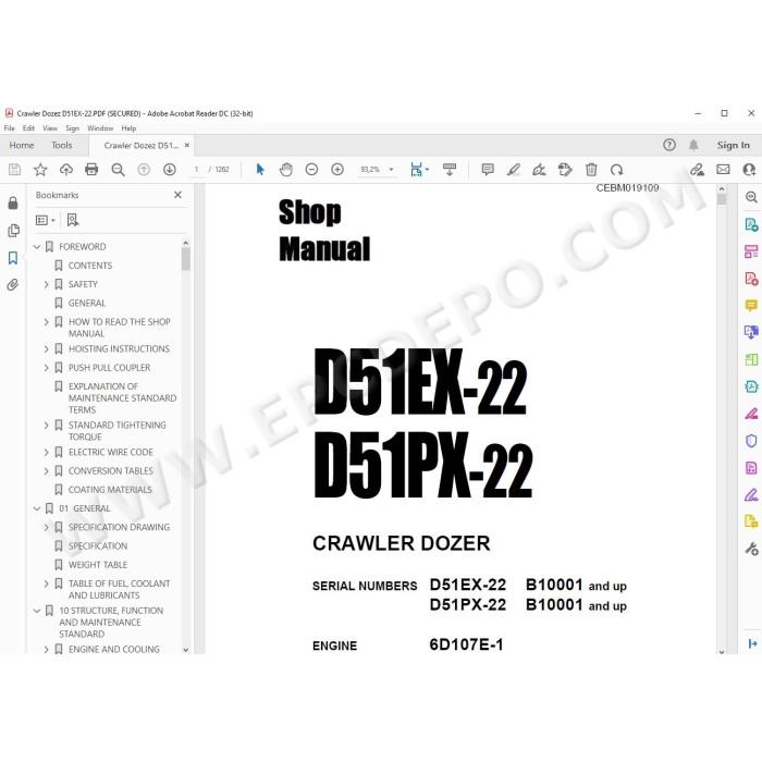 Komatsu Crawler Dozer D51EX-22 D51PX-22 service & repair manual
