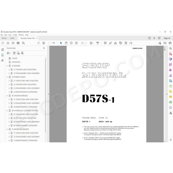 Komatsu Crawler Loader D57S-1 service & repair manual