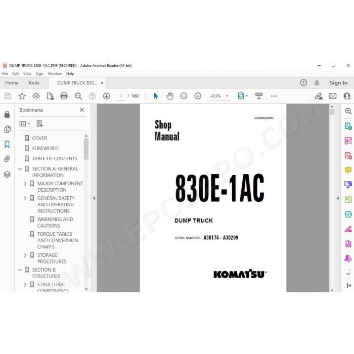 Komatsu Dump Truck 830E-1AC service & repair manual