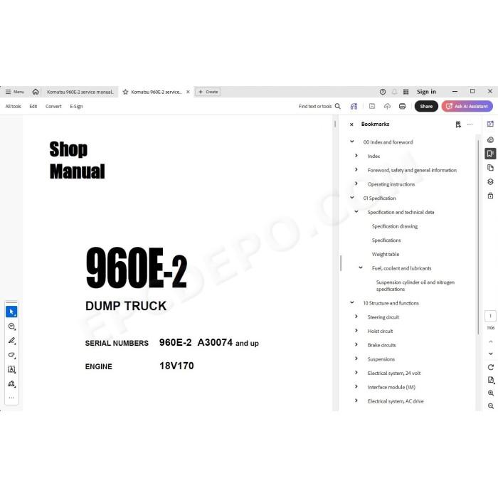 Komatsu Dump Truck 960E-2 service & repair manual