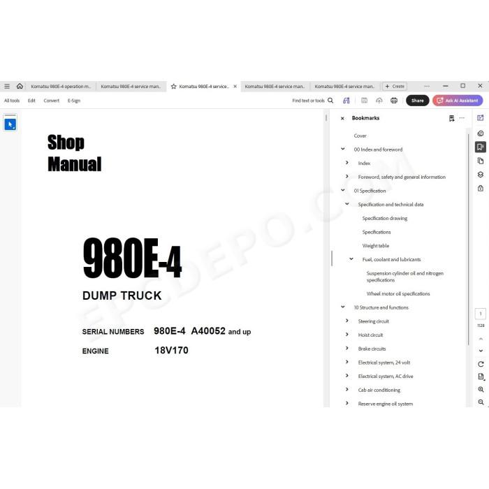 Komatsu Dump Truck 980E-4 service & repair manual