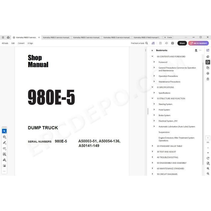 Komatsu Dump Truck 980E-5 service & repair manual