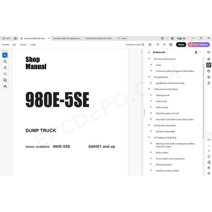 Komatsu Dump Truck 980E-5SE service & repair manual
