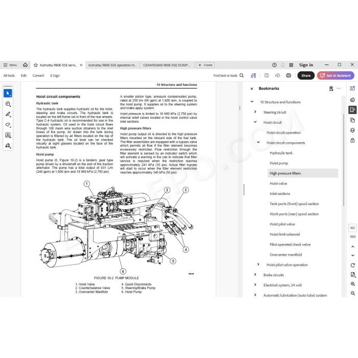 Komatsu Dump Truck 980E-5SE service & repair manual