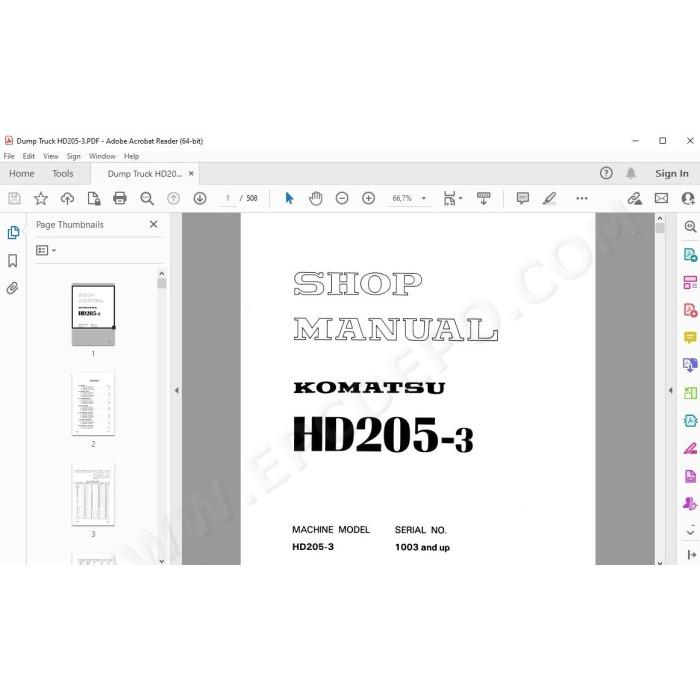 Komatsu Dump Truck HD205-3 service & repair manual