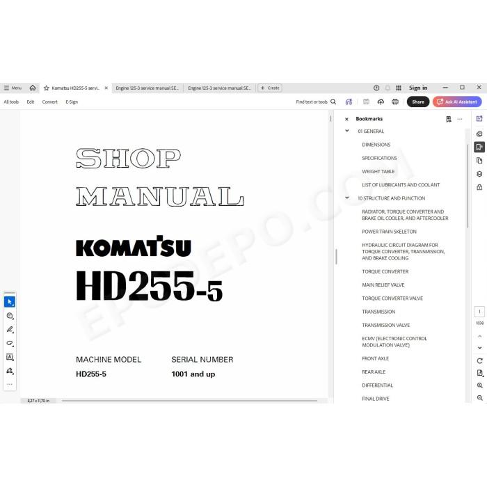 Komatsu Dump Truck HD255-5 service & repair manual