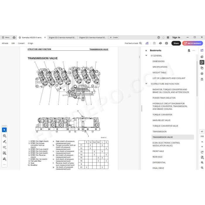Komatsu Dump Truck HD255-5 service & repair manual