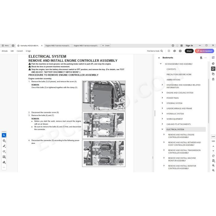 Komatsu Dump Truck HD325-8E0 HD405-8E0 service & repair manual