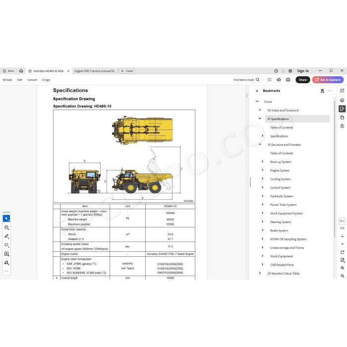 Komatsu Dump Truck HD465-10 HD605-10 service & repair manual