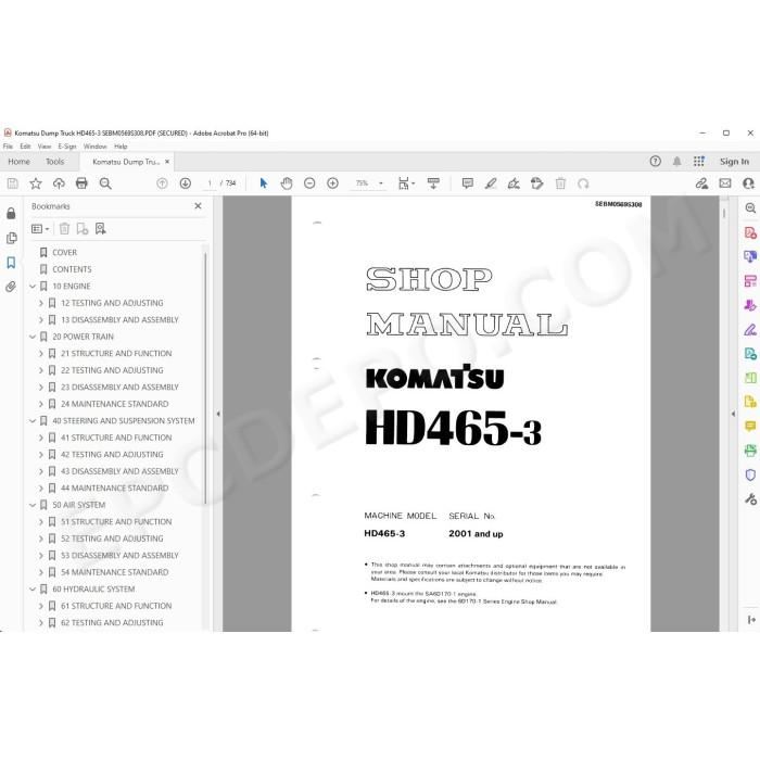 Komatsu Dump Truck HD465-3 service & repair manual