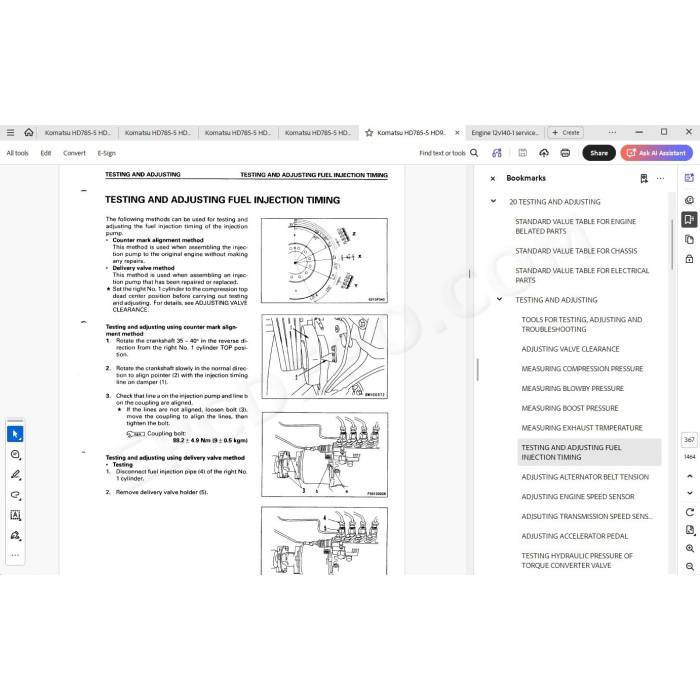 Komatsu Dump Truck HD785-5 HD985-5 service & repair manual