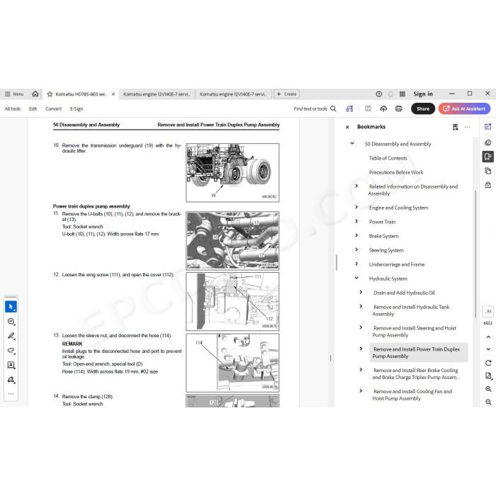 Komatsu Dump Truck HD785-8E0 service & repair manual
