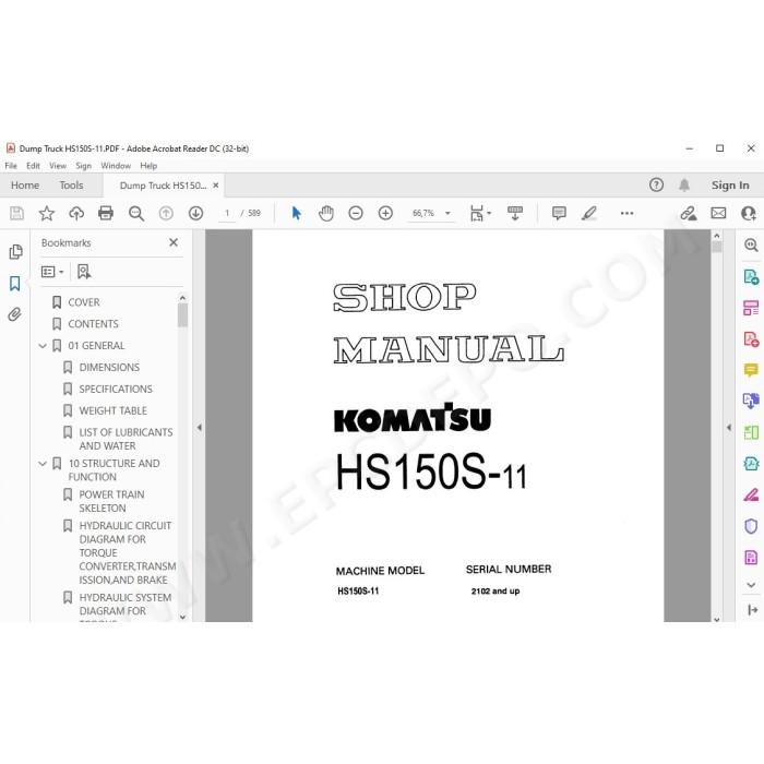 Komatsu Dump Truck HS150S-11 service & repair manual