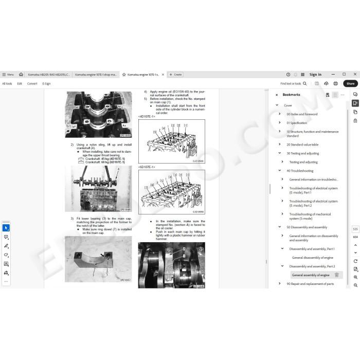 Komatsu Excavator HB205-1M0 HB215LC-1M0 Hybrid service & repair manual