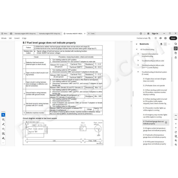 Komatsu Excavator HB205-1 HB215LC-1 Hybrid service & repair manual