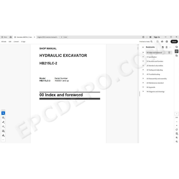 Komatsu Excavator HB215LC-2 Hybrid service & repair manual
