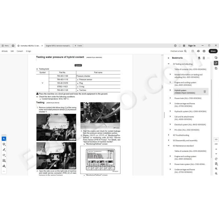 Komatsu Excavator HB215LC-2 Hybrid service & repair manual