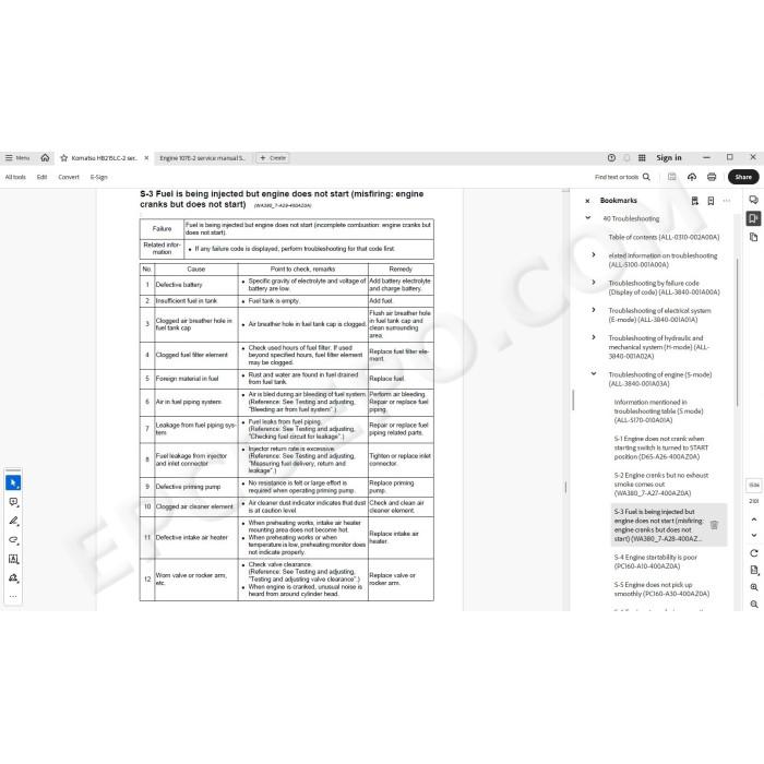 Komatsu Excavator HB215LC-2 Hybrid service & repair manual