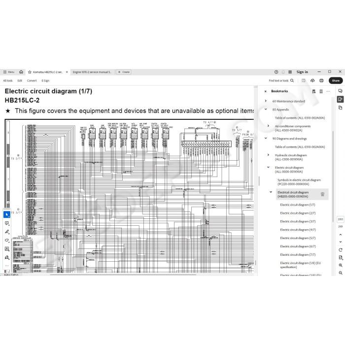 Komatsu Excavator HB215LC-2 Hybrid service & repair manual