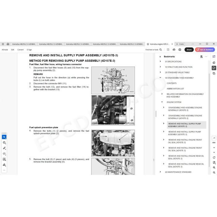 Komatsu Excavator HB215LC-3 Hybrid service & repair manual