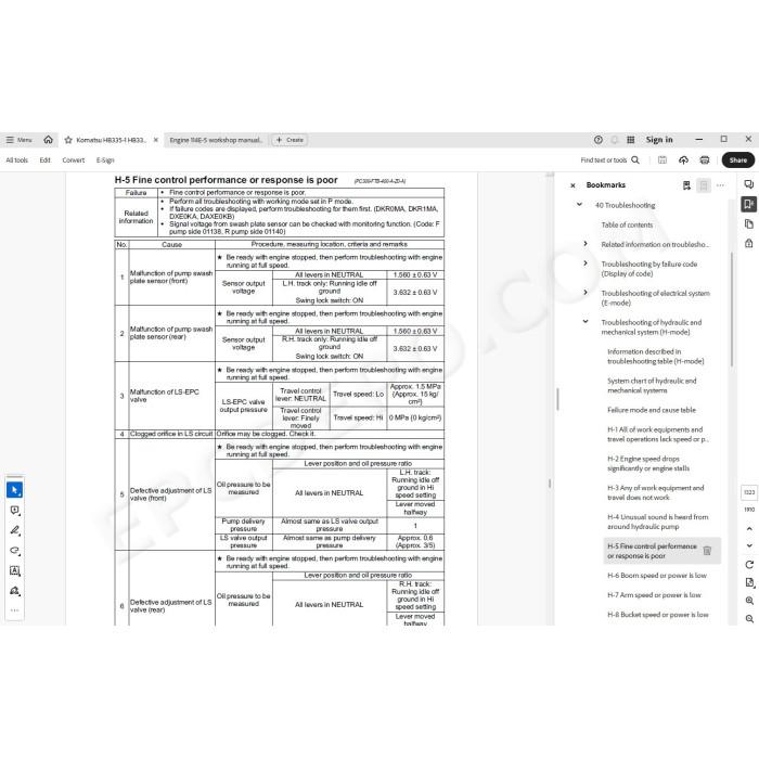 Komatsu Excavator HB335-1 HB335LC-1 HB365-1 HB365LC-1 Hybrid service & repair manual