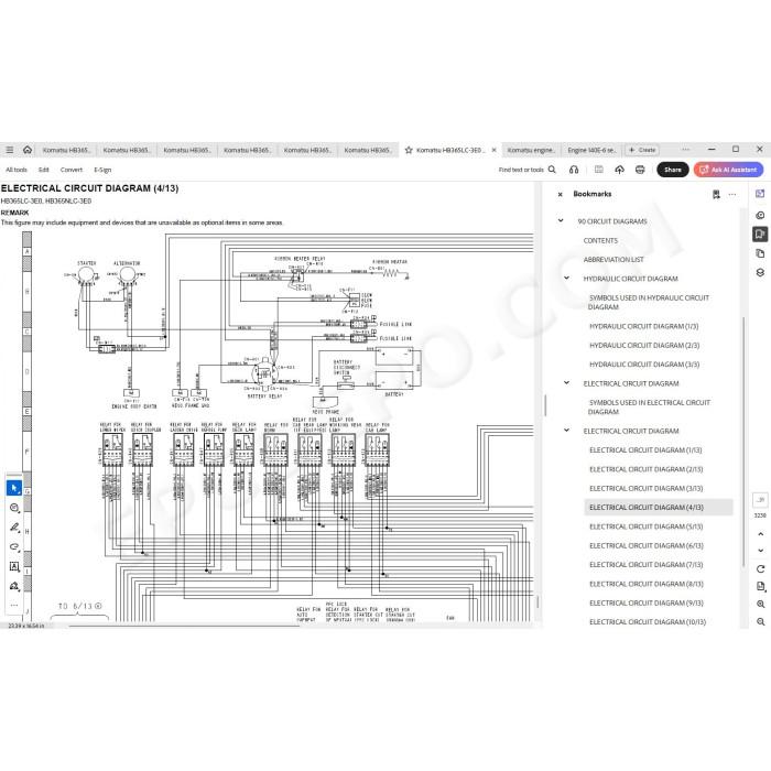 Komatsu Excavator HB365LC-3E0 HB365NLC-3E0 Hybrid service & repair manual