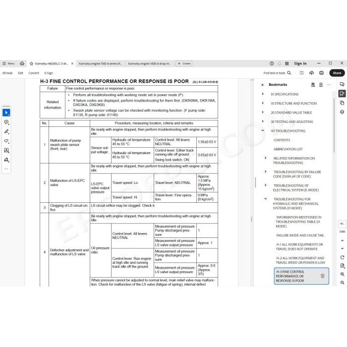 Komatsu Excavator HB365LC-3 HB365NLC-3 Hybrid service & repair manual