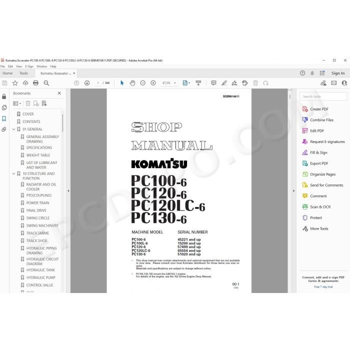 Komatsu Excavator PC100-6 PC120-6 PC120LC-6 PC130-6 service manual