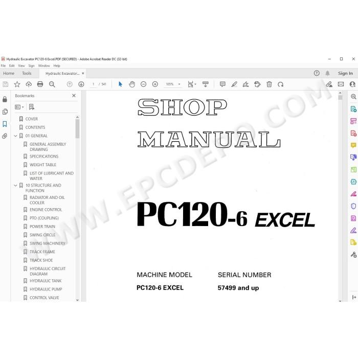 Komatsu Excavator PC120-6 Excel service & repair manual