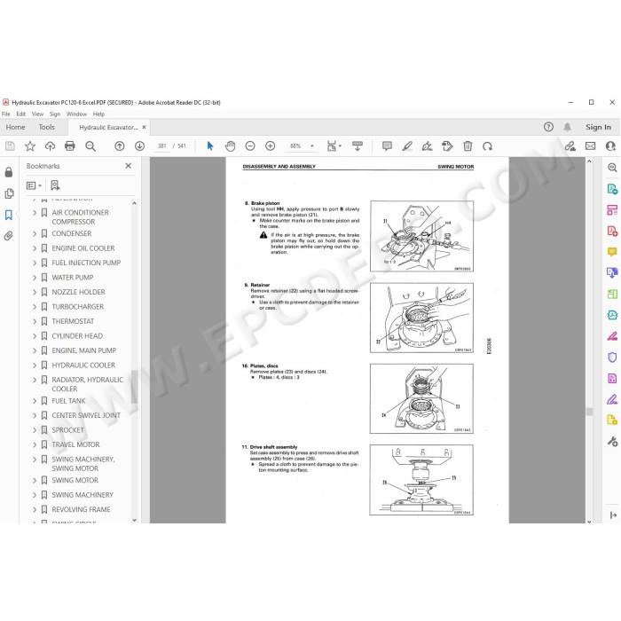Komatsu Excavator PC120-6 Excel service & repair manual