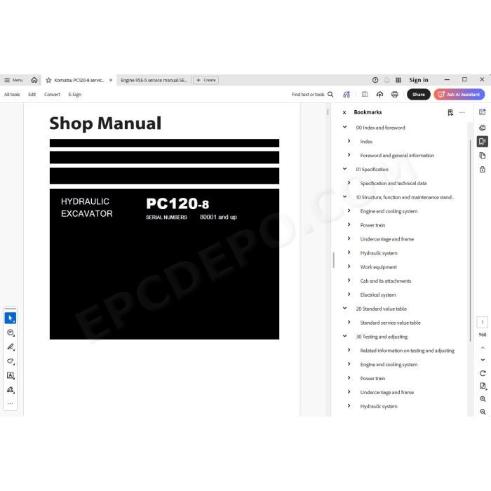 Komatsu Excavator PC120-8 service & repair manual