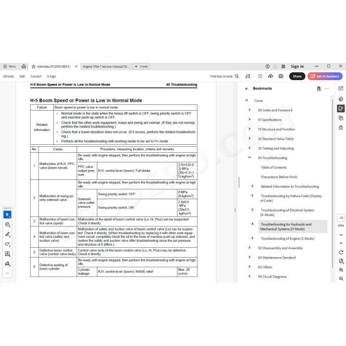 Komatsu Excavator PC1250-11E0 PC1250SP-11E0 workshop service manual