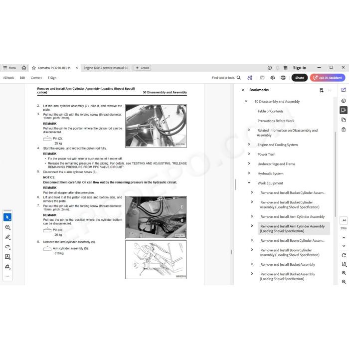 Komatsu Excavator PC1250-11E0 PC1250SP-11E0 workshop service manual
