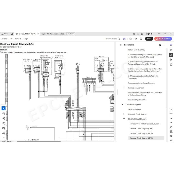 Komatsu Excavator PC1250-11E0 PC1250SP-11E0 workshop service manual